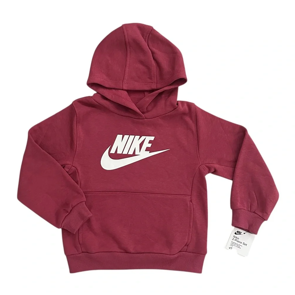 Nike Sweet Beet Logo Hooded Sweatshirt And Jogger Pants 2PC Set Girls 4T NWT